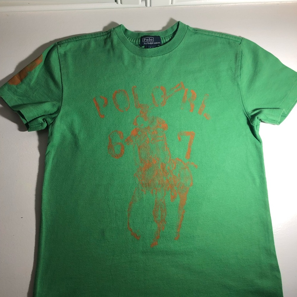 Polo Ralph Lauren Green Tee with Orange  Logo